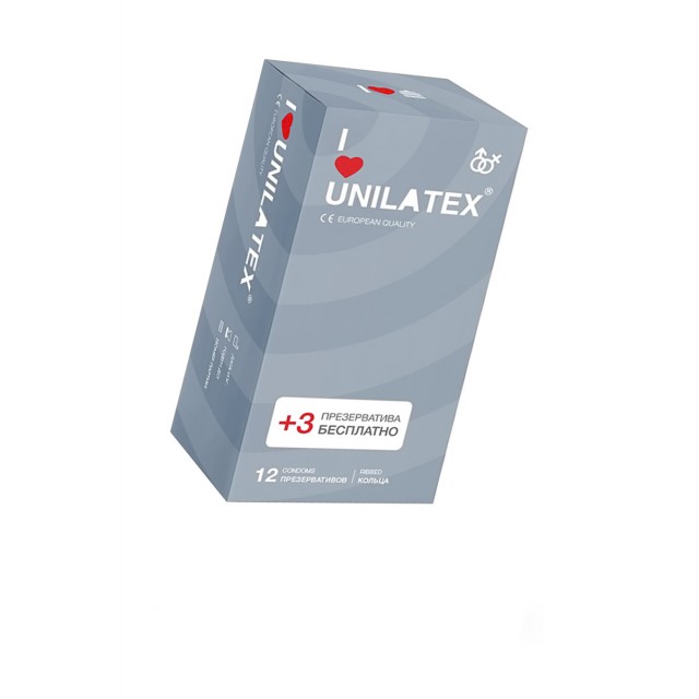 Презервативы Unilatex Ribbed, Ребристые, 15шт