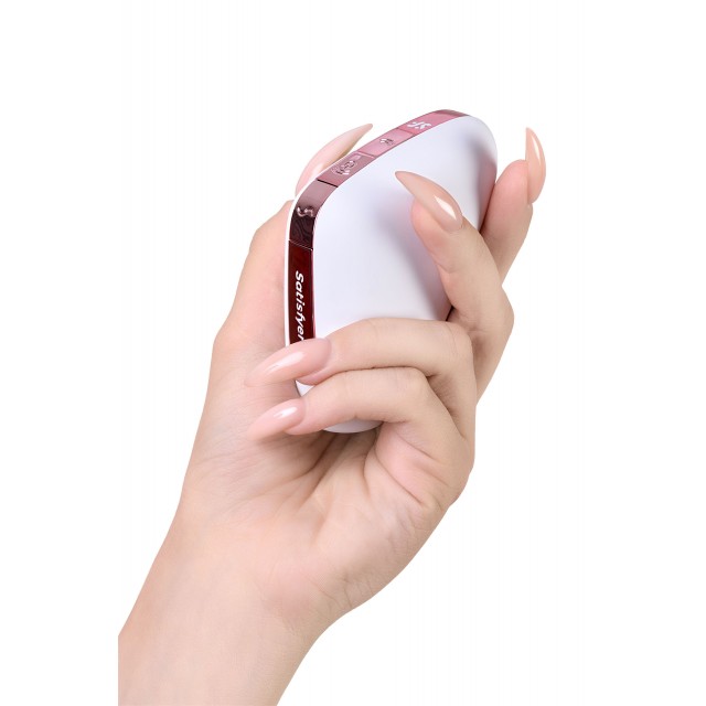 Вакуумный стимулятор клитора с вибрацией Satisfyer Love Triangle управление через смартфон, Белый