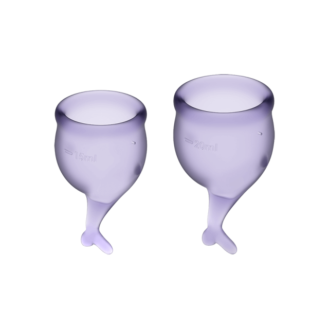 Менструальные чаши, набор Satisfyer Feel Secure, лиловый, 15мл и 20мл