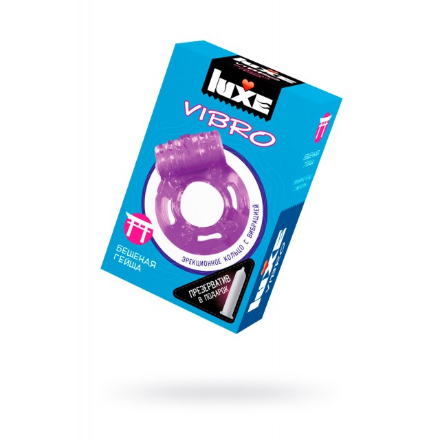 Виброкольцо с презервативом LUXE VIBRO Бешеная гейша, 1шт