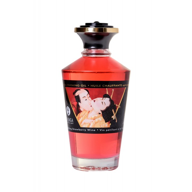 Масло для массажа Shunga Sparkling Strawberry Wine, разогревающее, аромат клубники и шампанского, 100мл Масло для массажа Shunga Sparkling Strawberry Wine, разогревающее, аромат клубники и шампанского, 100мл