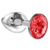 Анальная пробка Diamond Red Sparkle Small, Металл, Серебро, 7см