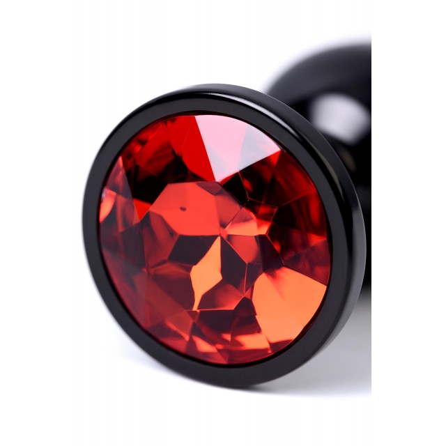 Анальный страз, TOYFA Metal, Чёрный с кристаллом цвета рубин, 7,2см, Ø2,8см