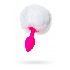 Анальная втулка с хвостом ToDo by Toyfa Sweet bunny, Силиконовая, Розово-Белая, 13см, Ø2,8см